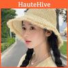 Handmade Straw Hat Women Color Block Wide Brim Sun Hat Japanese Style Cute Vacation Hat