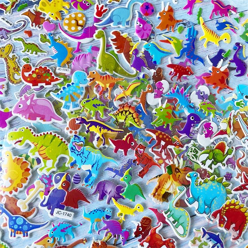 8Sheets/set Q Dinosaurs  Rewards Sticker Puffy Bubble Toys Stickers