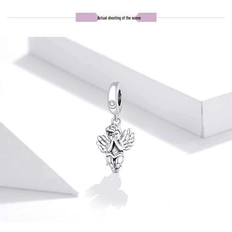 Yinziyun Little Angel Sterling Silver Pendant - Platinum Plated DIY Charm SCC1686