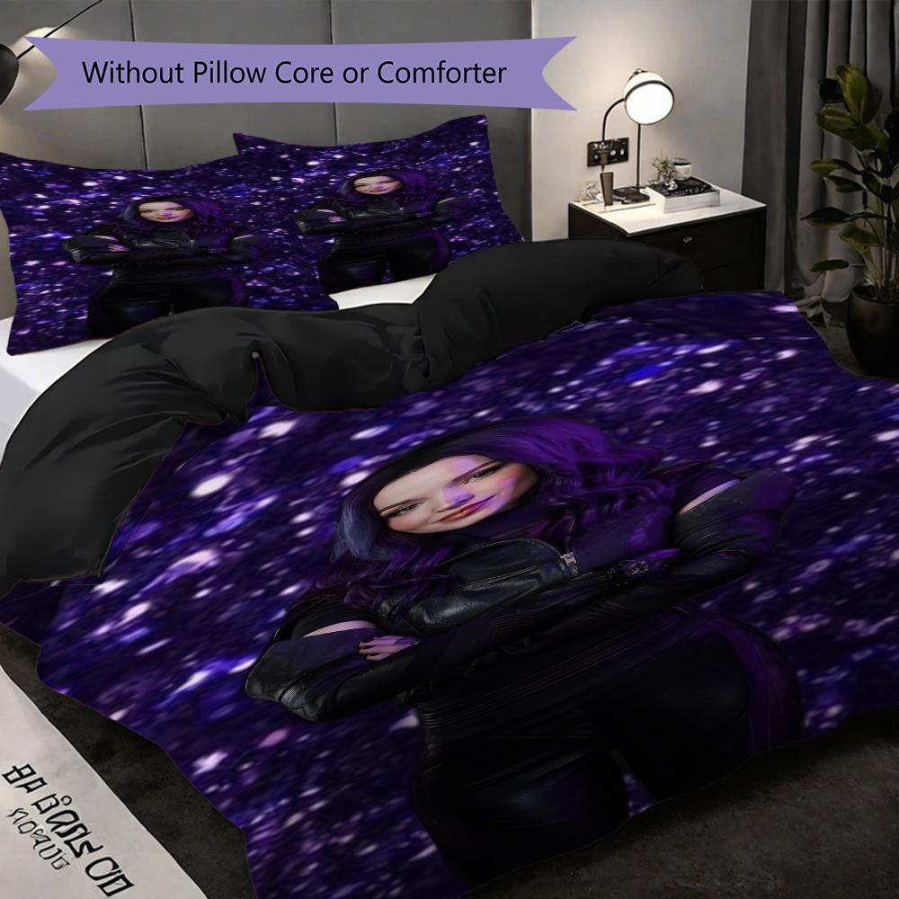 1PC Descendants pattern Bedding Quilt Set Quilt Cover Pillowcase Home Decoration Birthday Gift (1 * duvet cover + 2 * pillowcase, without core)