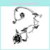 Dark Style Flower Ear Hooks Metallic Jewelry For Female Fashion