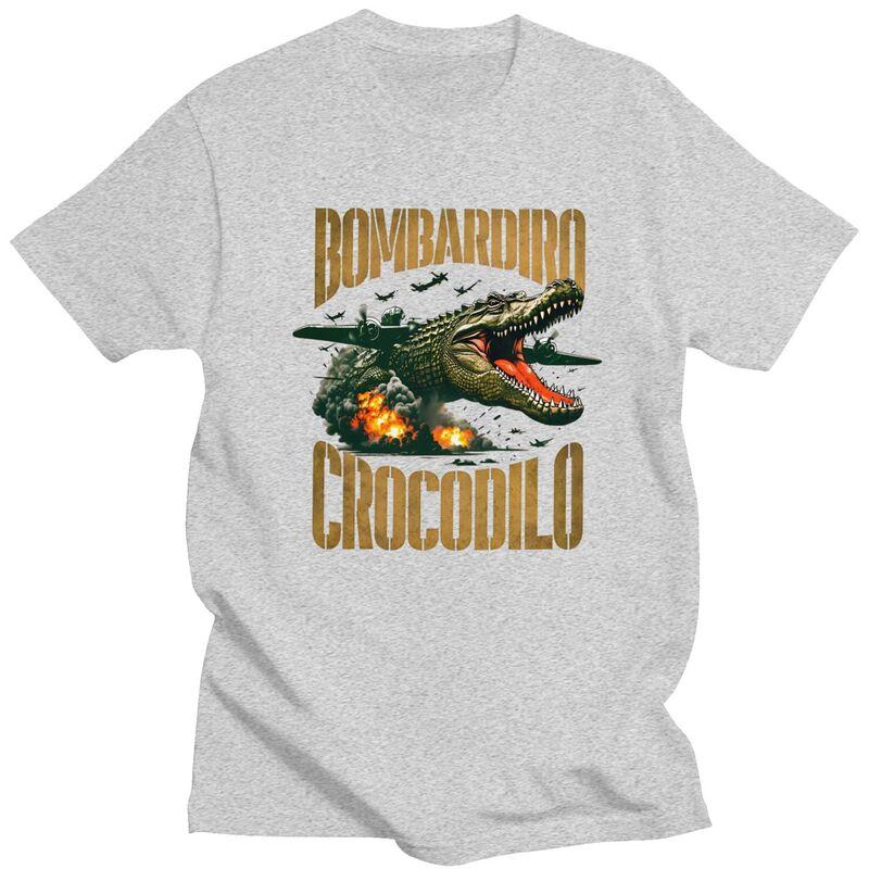 Italian Brainrot Bombardiro Crocodilo Meme TShirt Pure Cotton Tee Tops Summer O Neck Tshirts Casual Short Sleeve Clothes