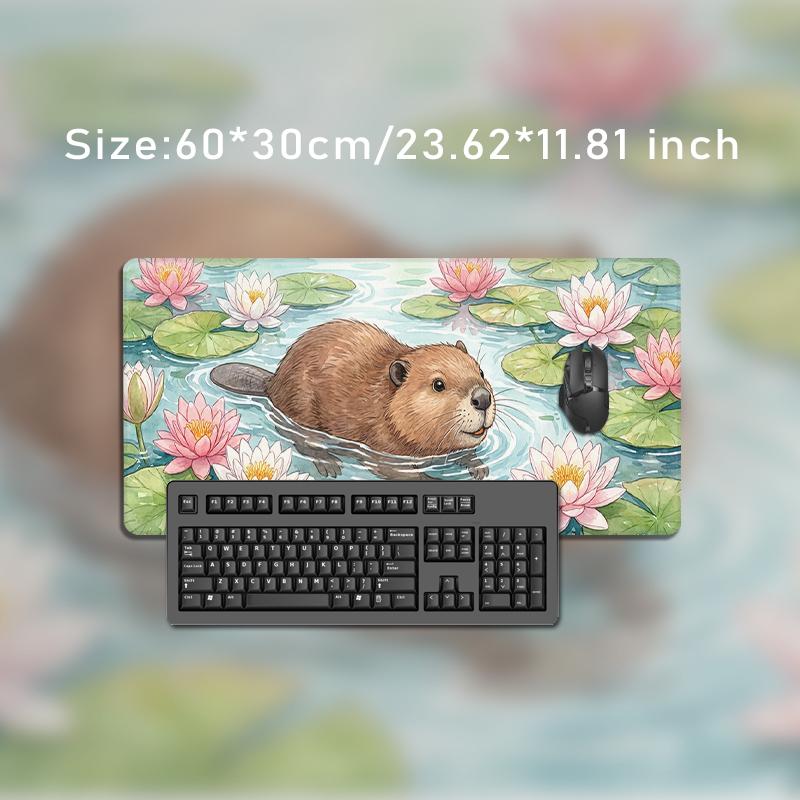 Mouse Pad Cute Capybara Lotus Gaming printon demand HD Computer Large Mousepad XXL Playmat Non-Slip Office Soft Gaming laptop