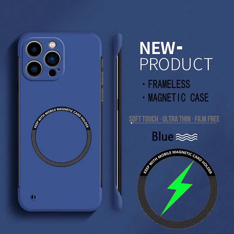 Для Magsafe Магнитный Безрамочный Чехол Для Телефона Для iPhone 7P 12 13 14 15 16 Pro Max 15 16 Plus Ультратонкий Жесткий ПК Ударопрочный Чехол