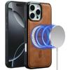 LC.IMEEKE L6 For iPhone 16 Pro Max Case PU Leather Coated PC TPU Phone Cover Compatible with MagSafe
