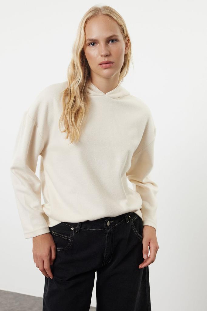 Женская модная стильная толстовка Mink Thessaloniki Oversize Wide Fit Hooded Knitted Sweatshirt