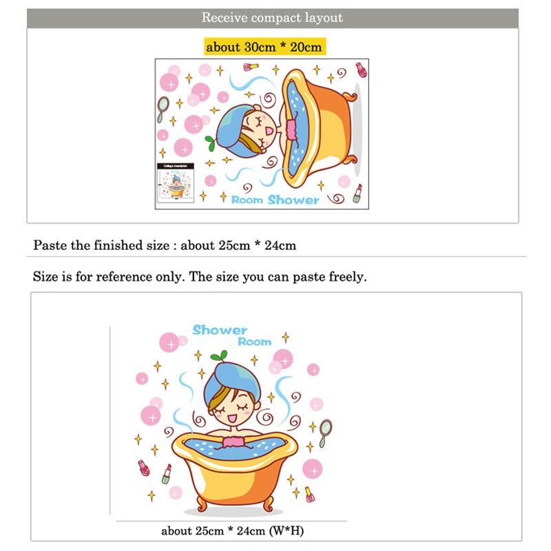 Красивая девушка в ванной, стеклянная дверь, настенная наклейка, водонепроницаемая ванная комната, украшение для дома
