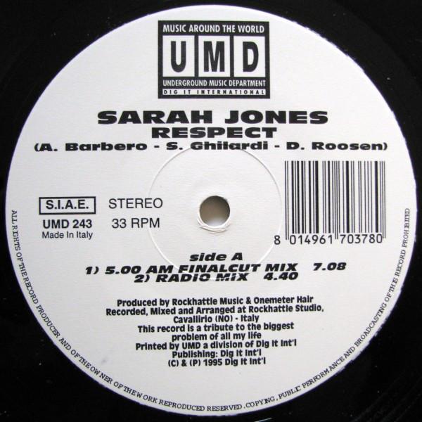 12-дюймовая пластинка SARAH JONES - Respect UMD243 Underground Mus 1995 Италия Танцевальная и Электронная Б/У