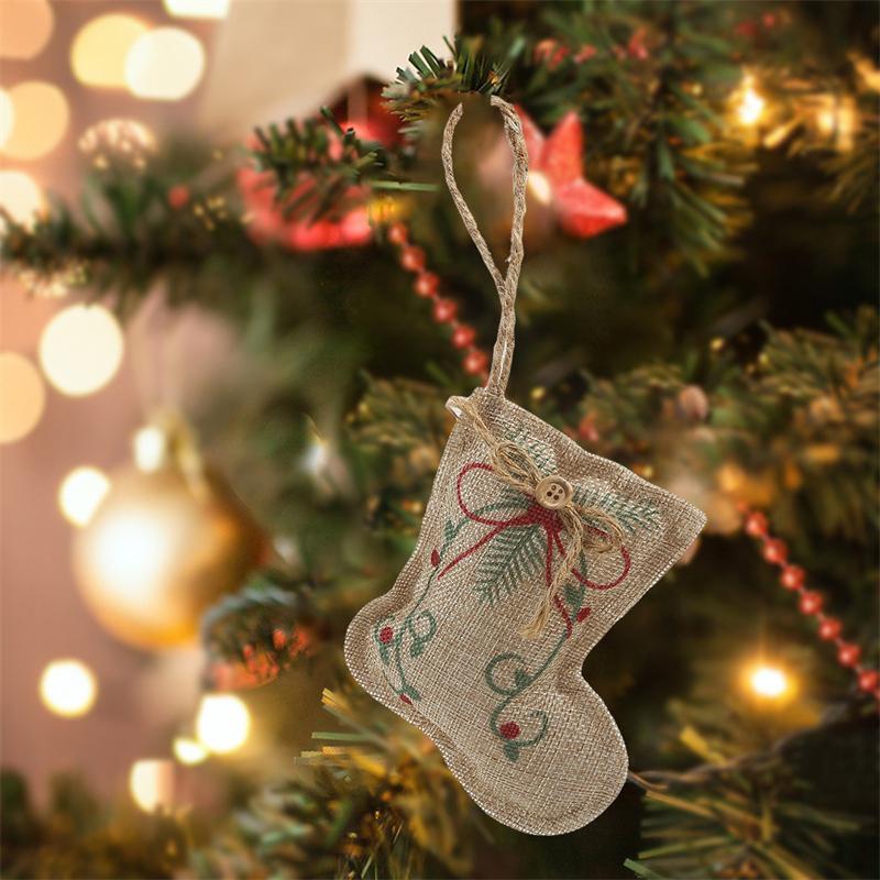 Рождественские льняные подвески, украшения для елки, торговые центры, маленькая печатная композиция в виде пятиконечной звезды, реквизит для вечеринок