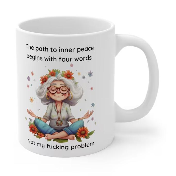 Yoga Inner Peace Fucking Problem Calming Yoga Ceramic Coffee Mug Water Cup