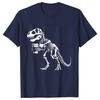 Men's skeleton dinosaur holding coffee, funny pattern printed 100% pure cotton T-shirt, short-sleeved Halloween costume