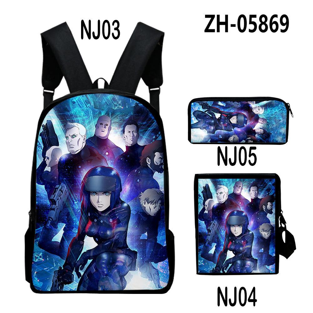 Trendy Popular ghost in the shell 3D Print 3pcs/Set School Bags Laptop Daypack Backpack Inclined shoulder bag Pencil Case