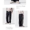 Unisex Winter Warm Fleece-Lined Straight Leg Stripe Pants Streetwear Casual Trousers Teens