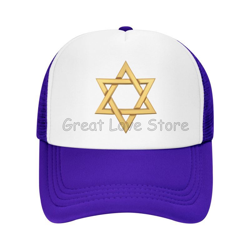 Сетчатые Бейсболки с Принтом Звезда Давида Летняя Мода Дышащие Кепки Snapback Кепки для Защиты от Солнца Регулируемая Кепка Snapback