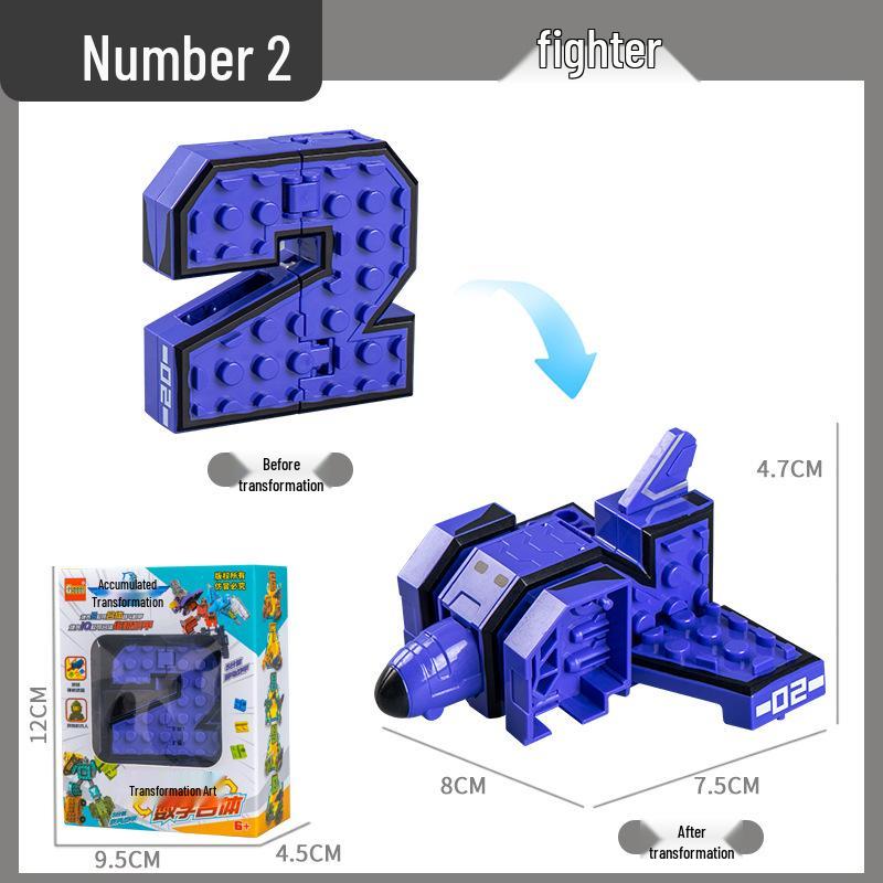 Large Kids' Number Symbol Transforming Robot Car Toy Set