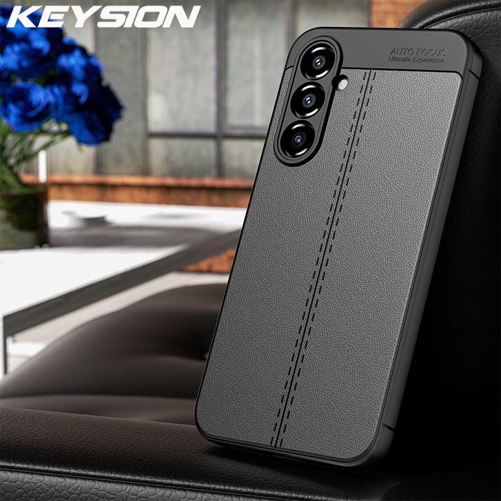 KEYSION Противоударный чехол для Samsung A56 A36 A26 5G кожаная текстура мягкая силиконовая задняя крышка для телефона Galaxy A55 A35 A25 A15 5G A05S