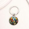 Watercolor Bird Group Glass Keyring With Alloy Material For Gift And Everyday Use