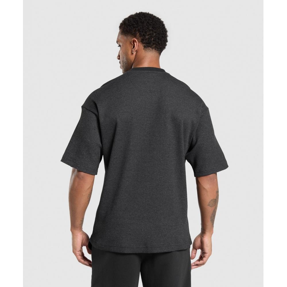 Gymshark Футболка вафельного размера Oversize, черная A1b1r Bc8x