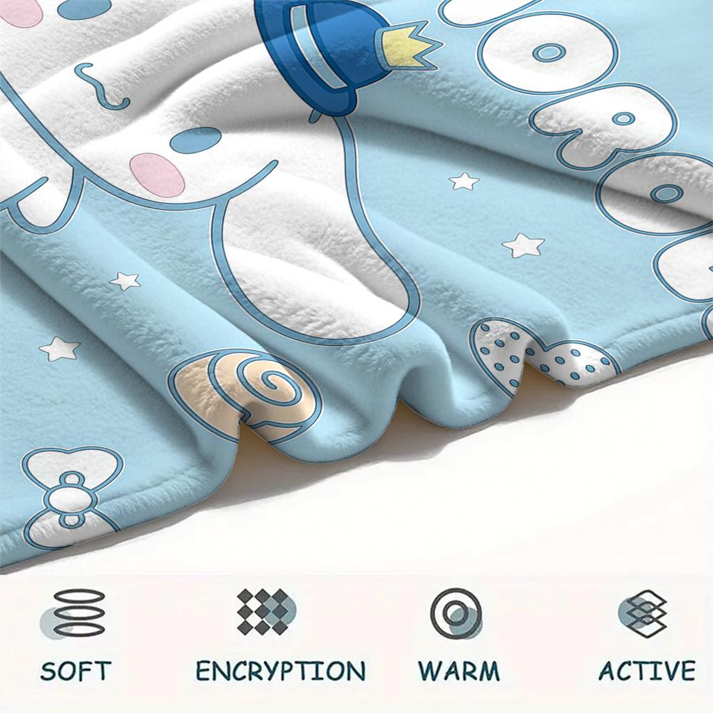1 шт. Фланелевое одеяло Sanrio с милым принтом, Высококачественное, Для всех сезонов, Декор для дома, Тепло и комфорт, Идеально для рождественских подарков