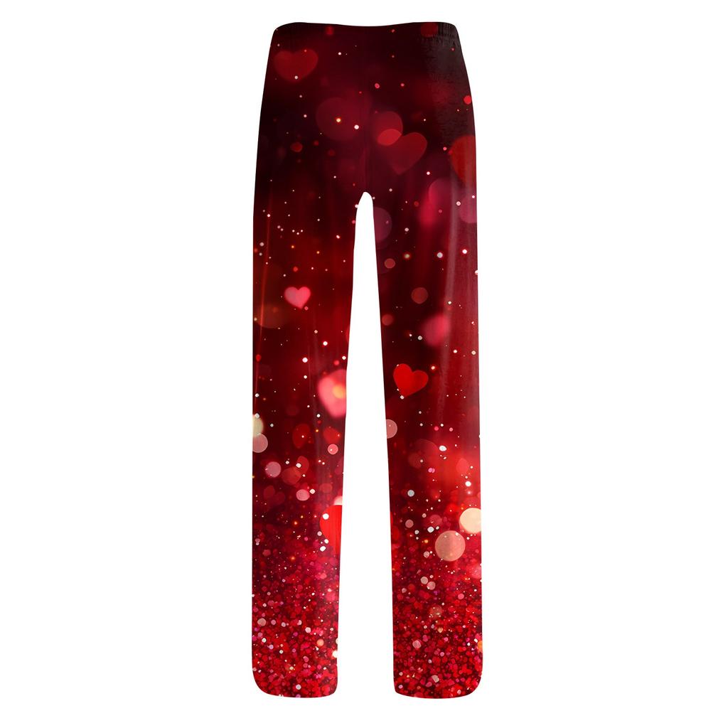 Женские модные свободные повседневные брюки с принтом ко Дню святого Валентина