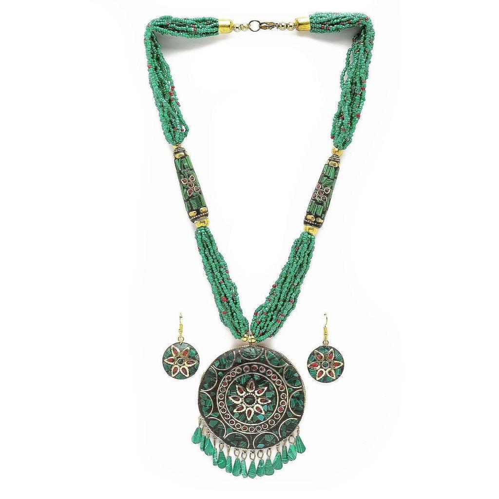 Shining Diva Fashion Последний стильный традиционный тибетский кулон Ожерелье Ювелирный набор для женщин