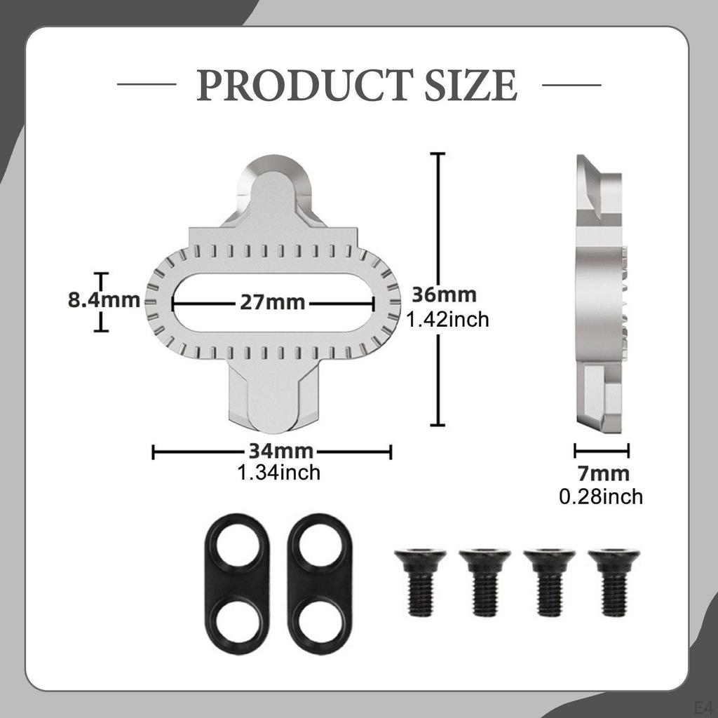 2 Pieces Bicycle Cleat Set Shoes Click Pedals 304 Stainless Steel Shoe Plates for