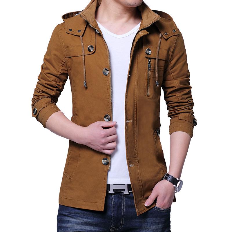 Spring and Autumn Men's New Men's Jacket Korean Version of Casual Versatile Jacket Jacket Cotton Washed Trench Coat Tide