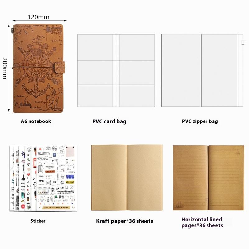 Vintage Strap Handbook Set Creative Note Diary Kraft Paper Notebook