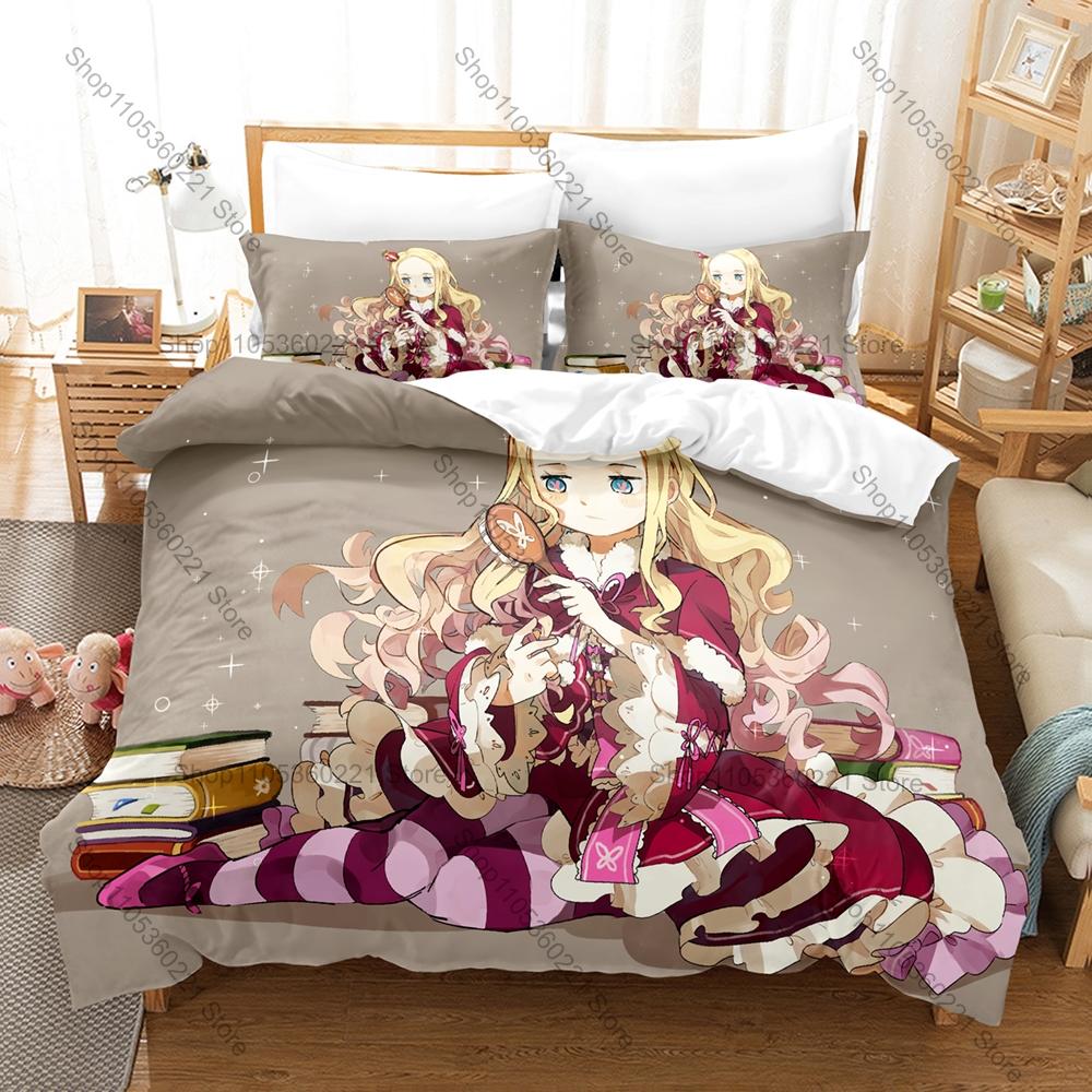 Cute Beatrice Re:ZERO Kpop Bedding Set 3D Printed Duvet Cover Set Single Twin Full Queen King Size Bed Linen For Fans Gift