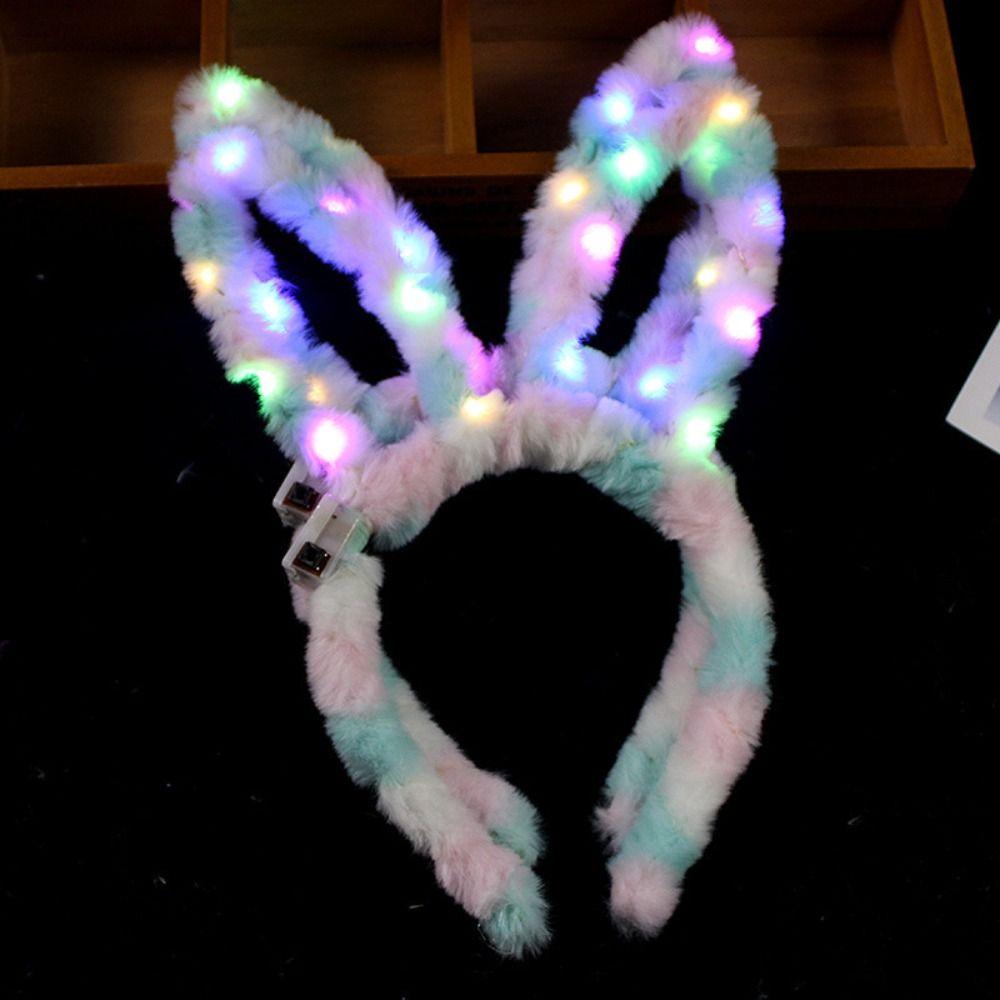 LED Lights Rabbit Ears Glow Hair Band Luminous LED Lights Headband Plush Hair Hoop Children