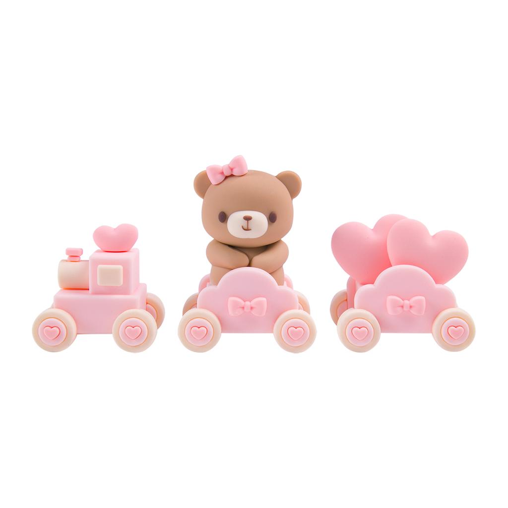 Pink Blue Bear Cake Decorations Mini Bear Figurine cake toppers for baby shower Boy Girl First Birthday Party Decorations Kids