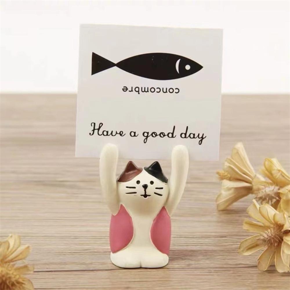 Mini Creative Cartoon Card Holder Resin Korean Stationery Office Desk Organizer