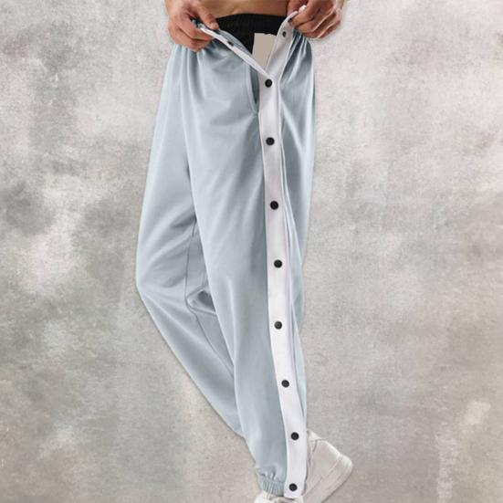 Sports Trousers Stylish Mid-Rise Lightweight Sports Trousers Basketball Training Side Button Sweatpants Jogging Trousers Streetwear