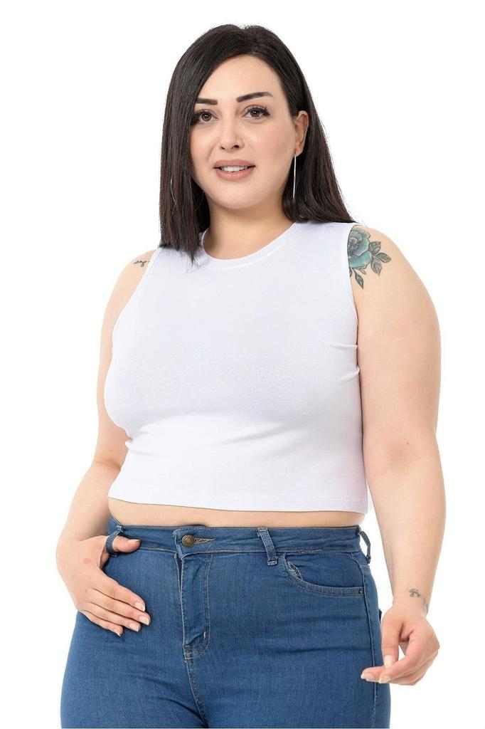 Женский стиль, боди большого размера, большие размеры, с круглым вырезом, без рукавов, укороченное боди из вискозы и норки