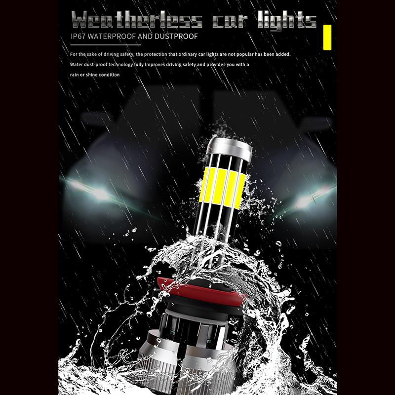 2 шт., автомобильная светодиодная лампа H7, 10-сторонняя светодиодная лампа COB, 120 Вт, 24000LM, H4 H1 H3 H8 H11 9005 9006, автомобильная противотуманная фара Canbus 6000K, 12 В.