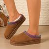 Женские тапочки 2025 Новые ботинки-дутики на платформе Удобная плоская хлопковая обувь Однотонные теплые тапочки на толстой подошве Шлепанцы Женские
