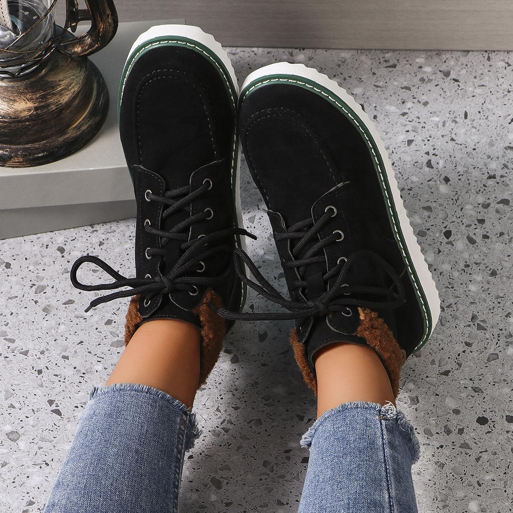 Fashion Women Flats Boots 2024 New Winter Fashion Casual Shoes for Women Low Heels Round Toe Solid Color Plus Size Zapatos De Mujer