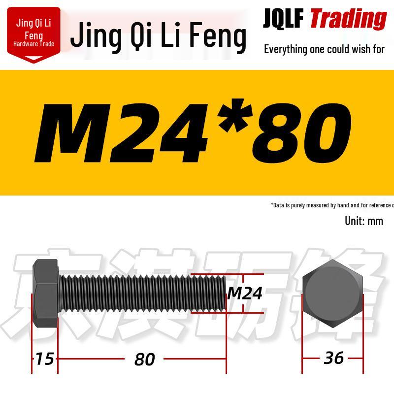 12.9 Grade High-Strength Blackened Hex Bolt M22-M48