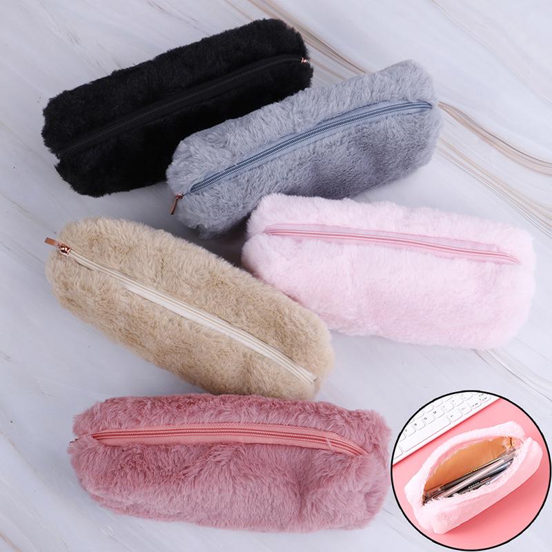 1X Милый плюшевый пушистый пенал для девочек, косметичка, кошелек для монет, сумка для хранения