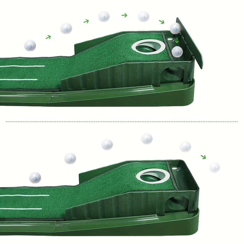 Домашний тренажер для паттинга с направляющей и ковриком с автоматическим возвратом мяча