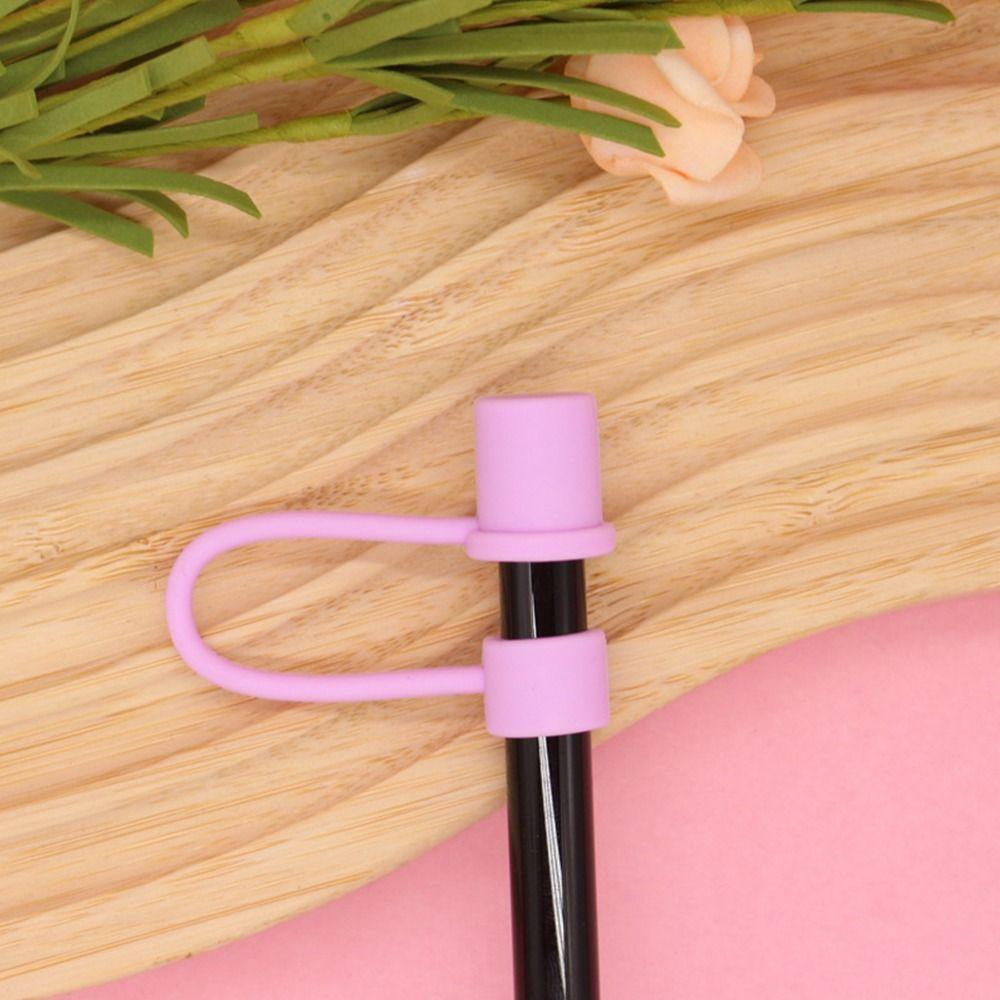 10pcs 10mm Dustproof Plug Silicone Straw Sleeve Simple Straw Cover  Drinking Straws