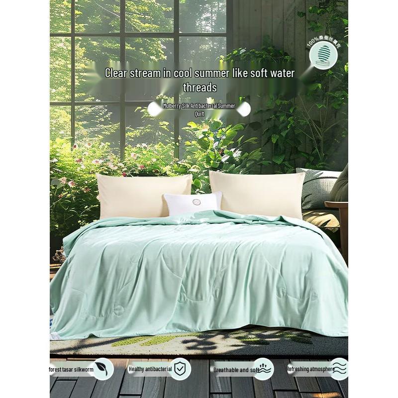 FUANNA Antibacterial Mulberry Silk Summer Quilt, 152x210cm