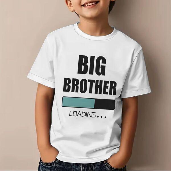 Big Brother Loading Tshirt Kids Short Sleeve Fashion Casual Top New Sibling Gift Big Brother Kids Clothes Cotton Tops