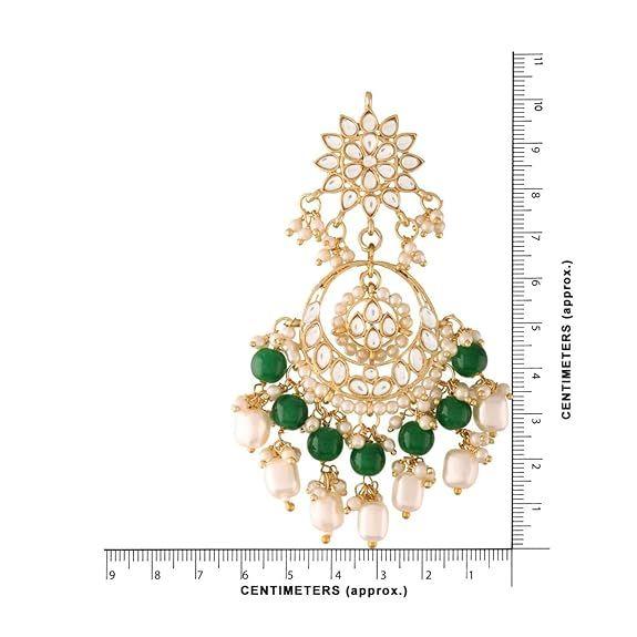 Позолоченные традиционные серьги ручной работы с жемчугом Кундан и бисером Чандбали для женщин/девочек