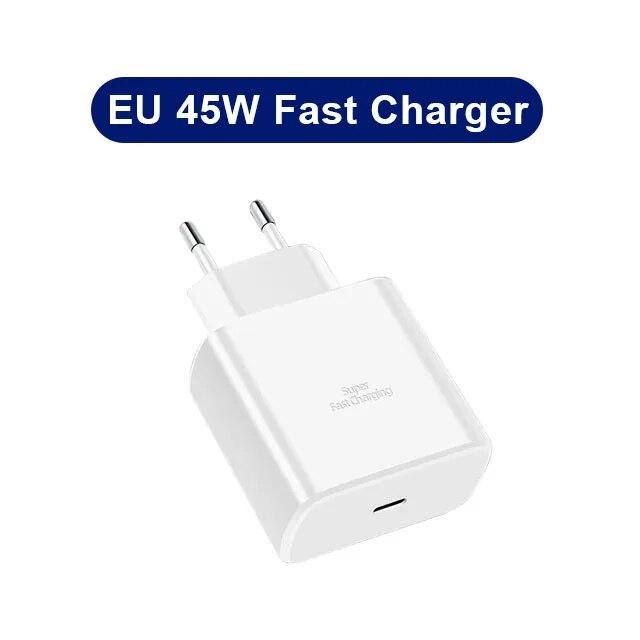Зарядное устройство PD Super Fast Charge мощностью 45 Вт для Samsung Galaxy S20 S21 S22 S23 Ultra Note 20 10 Plus USB Type C Кабель для быстрой зарядки Высокоскоростное зарядное устройство