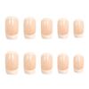 24PCS Long French White Edge Fake Nails Nude Skin Tone Simple Fake Nail Stickers Removable Waterproof Wear Finished Manicure
