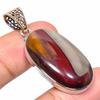 Natural Mookaite Gemstone 925 Sterling Silver TwoTone Gift Pendant 1.89" Z7t69