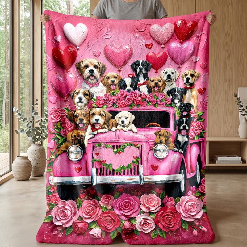 Paw Prints and Puppies Theme blanket Lightweight Warm Flannel Blanket Decorative Throw Blanket for Home Decoration