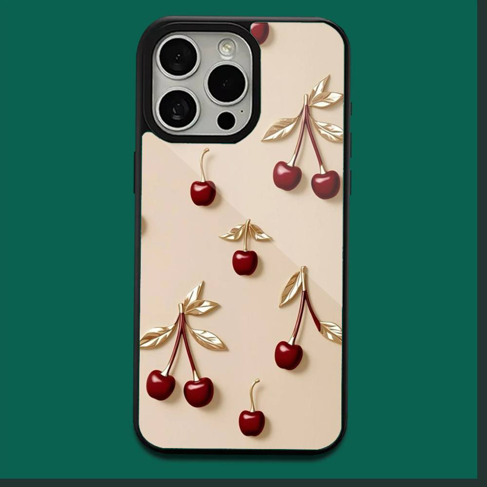 Милый чехол для телефона с вишней и черной вишней, с бантом, для iPhone 17, 16, 15, 14, 13, 12, 11, Plus, Pro, Max, Mini, мягкий, с MagSafe, магнитная беспроводная зарядка