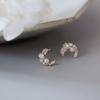Moon Stud Earrings for Women Are Fresh and Sweet, Shiny Zircon Full Diamond Earrings, Niche Summer Earrings.
